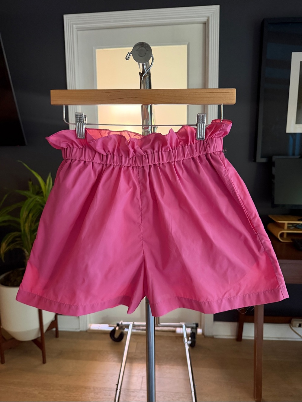 Staud Pink Paperbag Waist Shorts